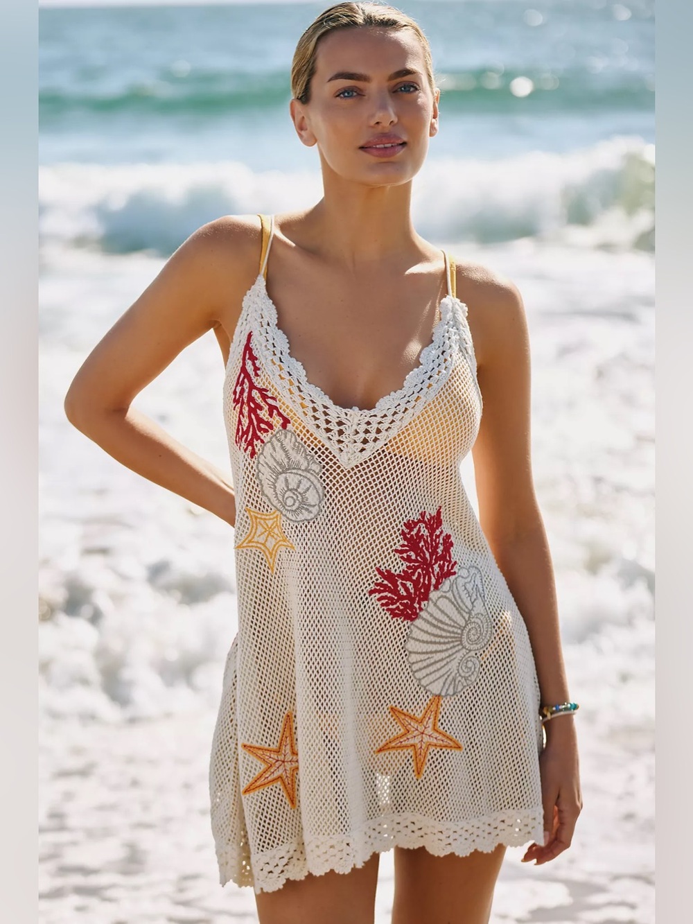 Anthropologie Celandine Crochet V-Neck Mini Dress